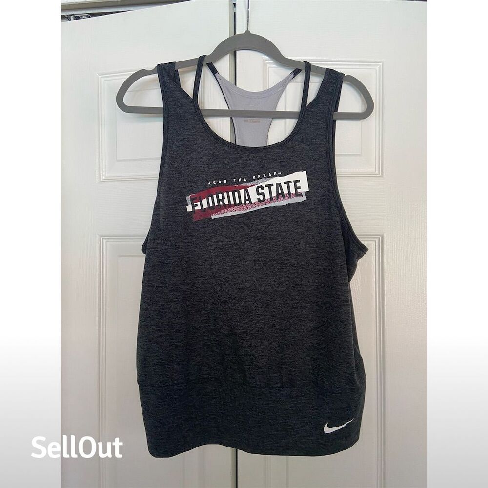 Nike Women's Gray Dri-FIT Florida State Racerback Tank Top Standard Size L